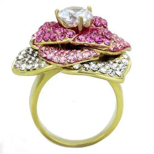 TK1624 - IP Gold(Ion Plating) Stainless Steel Ring with AAA Grade CZ in Clear - Alamode - Flyclothing LLC