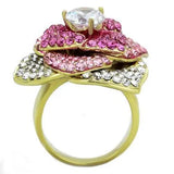 TK1624 - IP Gold(Ion Plating) Stainless Steel Ring with AAA Grade CZ  in Clear - Alamode