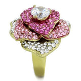 TK1624 - IP Gold(Ion Plating) Stainless Steel Ring with AAA Grade CZ  in Clear - Alamode