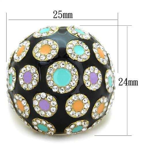 TK1625 - IP Gold(Ion Plating) Stainless Steel Ring with Top Grade Crystal in Clear - Alamode - Flyclothing LLC