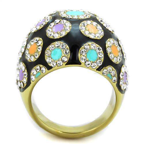 TK1625 - IP Gold(Ion Plating) Stainless Steel Ring with Top Grade Crystal in Clear - Alamode - Flyclothing LLC