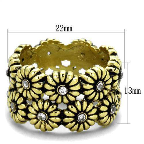TK1626 - IP Gold(Ion Plating) Stainless Steel Ring with AAA Grade CZ in Clear - Alamode - Flyclothing LLC