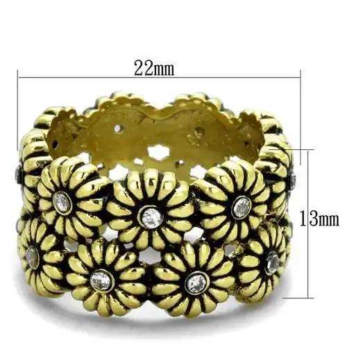 TK1626 - IP Gold(Ion Plating) Stainless Steel Ring with AAA Grade CZ in Clear - Alamode - Flyclothing LLC