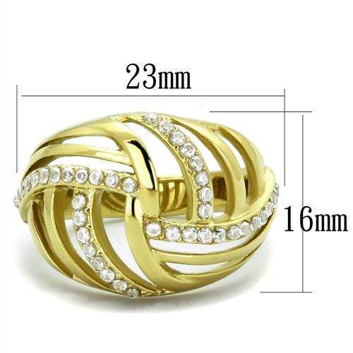 TK1627 - IP Gold(Ion Plating) Stainless Steel Ring with AAA Grade CZ in Clear - Alamode - Flyclothing LLC