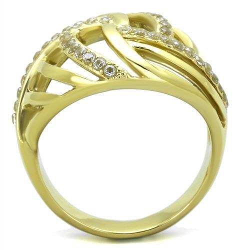 TK1627 - IP Gold(Ion Plating) Stainless Steel Ring with AAA Grade CZ in Clear - Alamode - Flyclothing LLC