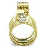 TK1630 - IP Gold(Ion Plating) Stainless Steel Ring with AAA Grade CZ  in Clear - Alamode