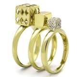 TK1630 - IP Gold(Ion Plating) Stainless Steel Ring with AAA Grade CZ  in Clear - Alamode