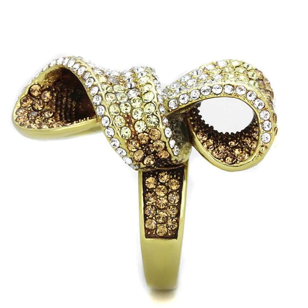 TK1635 - IP Gold(Ion Plating) Stainless Steel Ring with Top Grade Crystal in Multi Color - Alamode - Flyclothing LLC