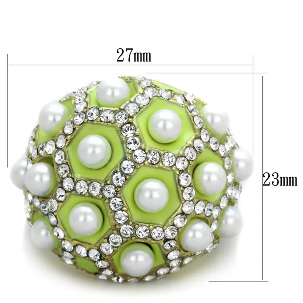 TK1636 - IP Gold(Ion Plating) Stainless Steel Ring with Synthetic Pearl in White - Alamode - Flyclothing LLC