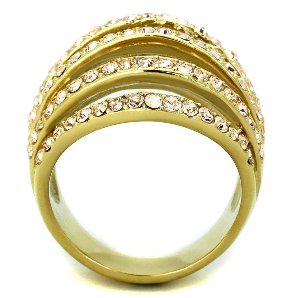 TK1637 - IP Gold(Ion Plating) Stainless Steel Ring with Top Grade Crystal in Light Peach - Alamode - Flyclothing LLC