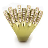 TK1637 - IP Gold(Ion Plating) Stainless Steel Ring with Top Grade Crystal  in Light Peach