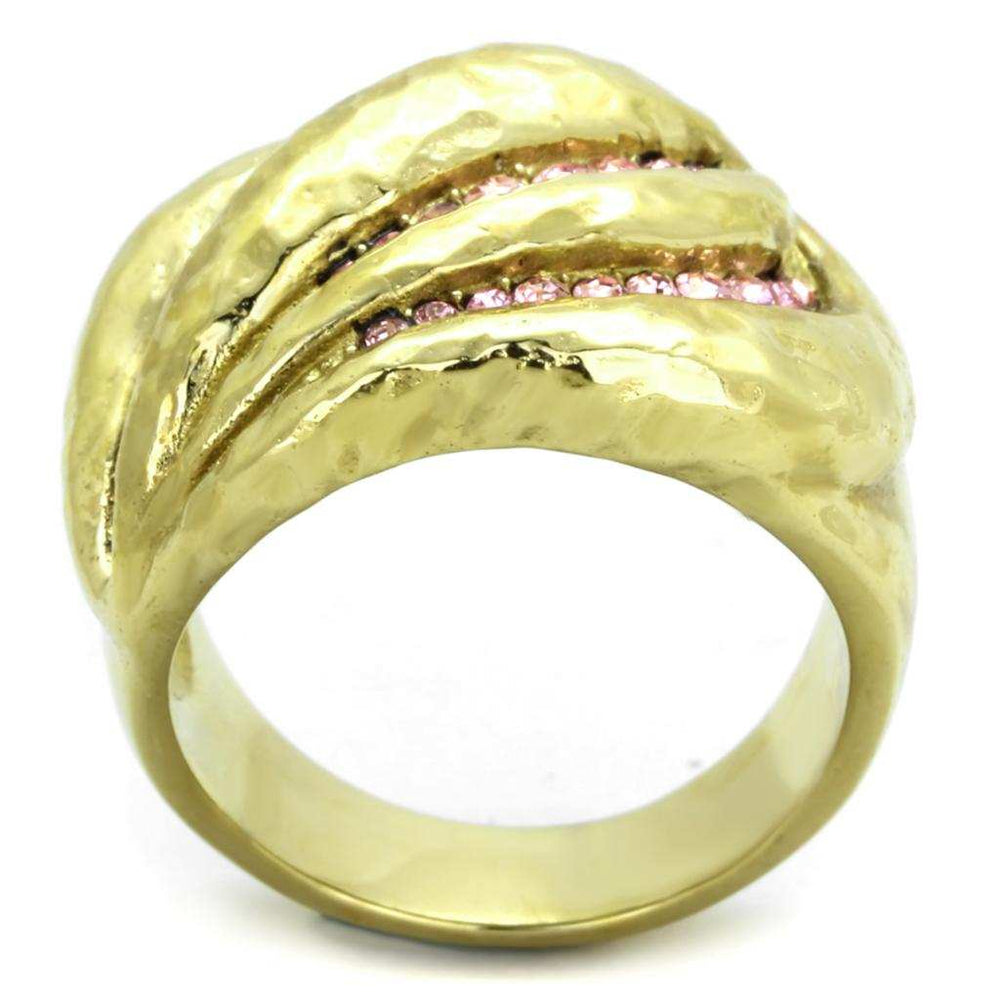 TK1638 - IP Gold(Ion Plating) Stainless Steel Ring with Top Grade Crystal in Light Rose - Alamode - Flyclothing LLC