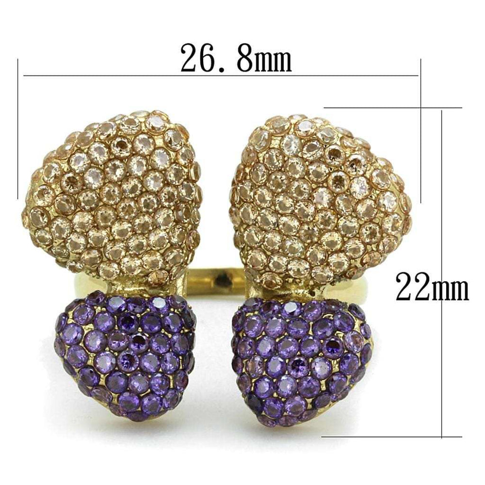 TK1639 - IP Gold(Ion Plating) Stainless Steel Ring with AAA Grade CZ in Multi Color - Alamode - Flyclothing LLC