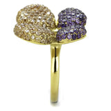 TK1639 - IP Gold(Ion Plating) Stainless Steel Ring with AAA Grade CZ in Multi Color - Alamode - Flyclothing LLC