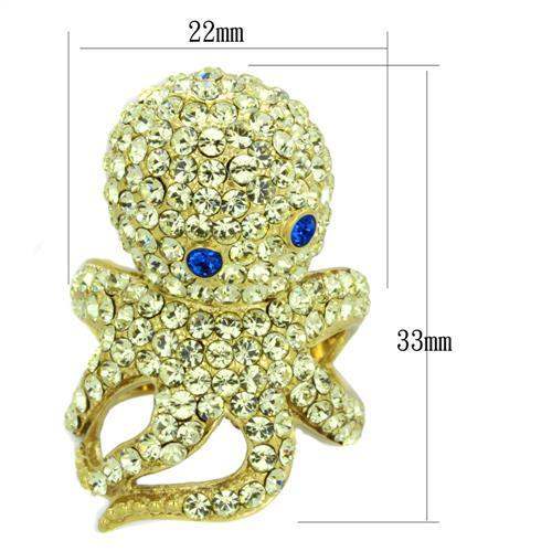 TK1640 - IP Gold(Ion Plating) Stainless Steel Ring with Top Grade Crystal in Multi Color - Alamode - Flyclothing LLC