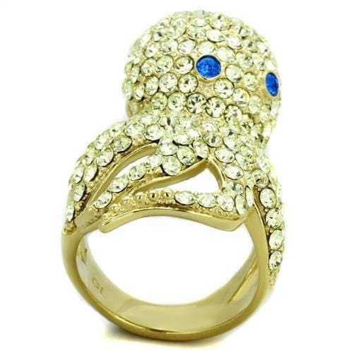 TK1640 - IP Gold(Ion Plating) Stainless Steel Ring with Top Grade Crystal in Multi Color - Alamode - Flyclothing LLC