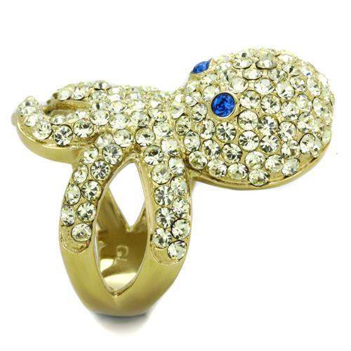 TK1640 - IP Gold(Ion Plating) Stainless Steel Ring with Top Grade Crystal in Multi Color - Alamode - Flyclothing LLC