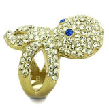 TK1640 - IP Gold(Ion Plating) Stainless Steel Ring with Top Grade Crystal  in Multi Color - Alamode