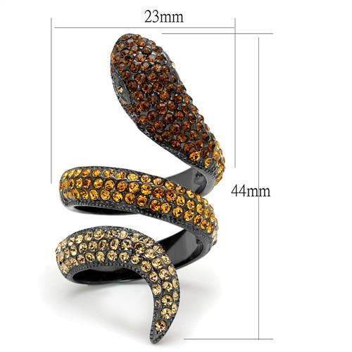 TK1641LJ - IP Light Black (IP Gun) Stainless Steel Ring with Top Grade Crystal in Multi Color - Alamode - Flyclothing LLC