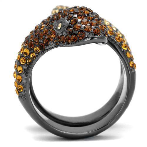 TK1641LJ - IP Light Black (IP Gun) Stainless Steel Ring with Top Grade Crystal in Multi Color - Alamode - Flyclothing LLC