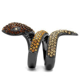 TK1641LJ - IP Light Black  (IP Gun) Stainless Steel Ring with Top Grade Crystal  in Multi Color - Alamode