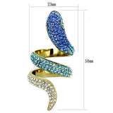 TK1641 - IP Gold(Ion Plating) Stainless Steel Ring with Top Grade Crystal  in Multi Color - Alamode