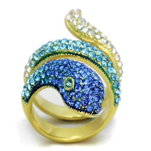 TK1641 - IP Gold(Ion Plating) Stainless Steel Ring with Top Grade Crystal in Multi Color - Alamode - Flyclothing LLC