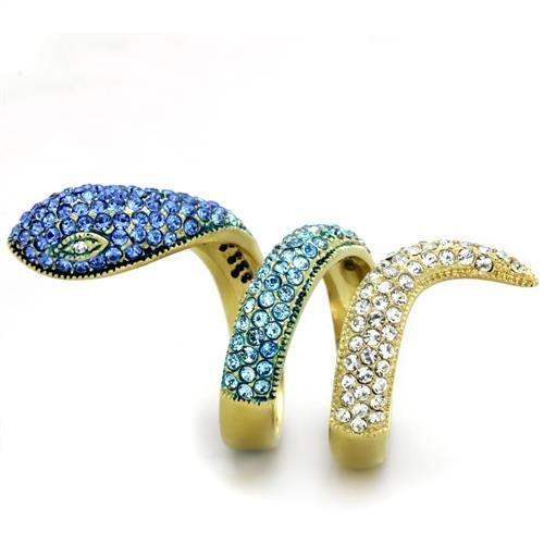 TK1641 - IP Gold(Ion Plating) Stainless Steel Ring with Top Grade Crystal in Multi Color - Alamode - Flyclothing LLC