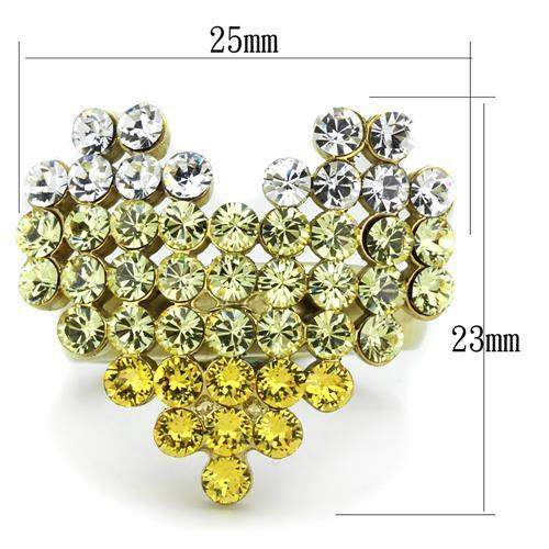 TK1642 - IP Gold(Ion Plating) Stainless Steel Ring with Top Grade Crystal in Multi Color - Alamode - Flyclothing LLC