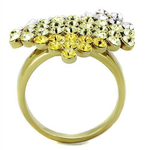 TK1642 - IP Gold(Ion Plating) Stainless Steel Ring with Top Grade Crystal in Multi Color - Alamode - Flyclothing LLC