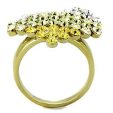TK1642 - IP Gold(Ion Plating) Stainless Steel Ring with Top Grade Crystal  in Multi Color - Alamode