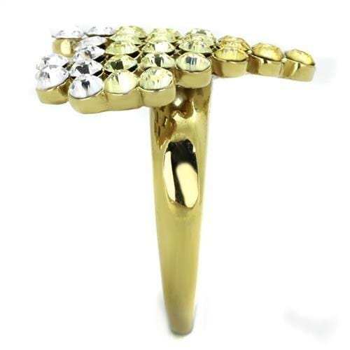 TK1642 - IP Gold(Ion Plating) Stainless Steel Ring with Top Grade Crystal in Multi Color - Alamode - Flyclothing LLC