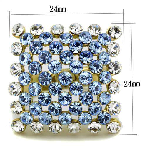 TK1643 - IP Gold(Ion Plating) Stainless Steel Ring with Top Grade Crystal in Light Sapphire - Alamode - Flyclothing LLC