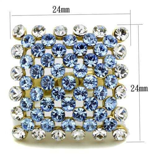 TK1643 - IP Gold(Ion Plating) Stainless Steel Ring with Top Grade Crystal in Light Sapphire - Alamode - Flyclothing LLC
