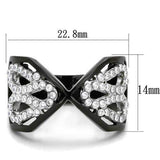 TK1644 - Two-Tone IP Black Stainless Steel Ring with AAA Grade CZ in Clear - Alamode - Flyclothing LLC