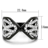TK1644 - Two-Tone IP Black Stainless Steel Ring with AAA Grade CZ  in Clear - Alamode