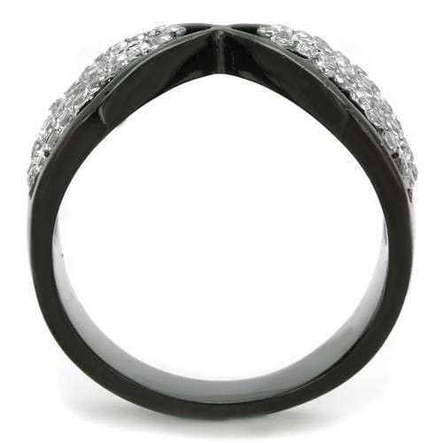 TK1644 - Two-Tone IP Black Stainless Steel Ring with AAA Grade CZ in Clear - Alamode - Flyclothing LLC