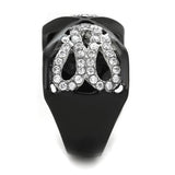 TK1644 - Two-Tone IP Black Stainless Steel Ring with AAA Grade CZ  in Clear - Alamode