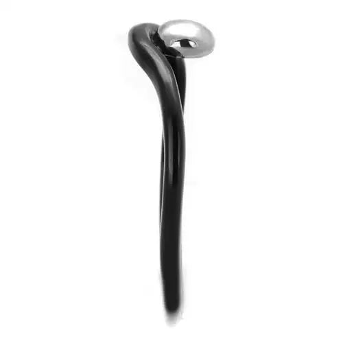 TK1645 - Two-Tone IP Black Stainless Steel Ring with No Stone - Alamode - Flyclothing LLC