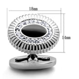 TK1656 - High polished (no plating) Stainless Steel Cufflink with Top Grade Crystal  in Clear - Alamode