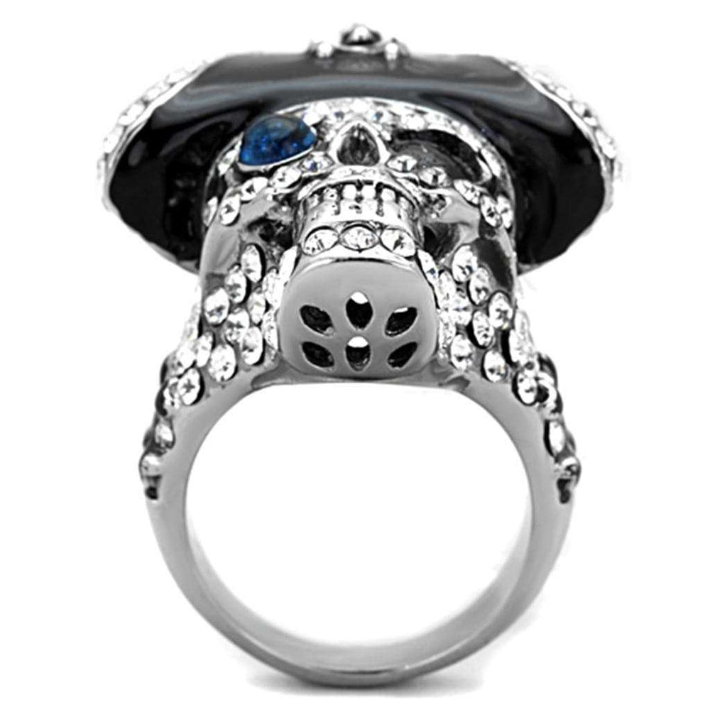 TK1659 - Two-Tone IP Black Stainless Steel Ring with Synthetic Synthetic Glass in Montana - Alamode - Flyclothing LLC