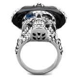 TK1659 - Two-Tone IP Black Stainless Steel Ring with Synthetic Synthetic Glass in Montana - Alamode