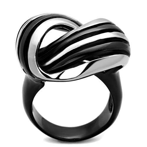 TK1660 - Two-Tone IP Black Stainless Steel Ring with No Stone - Alamode - Flyclothing LLC