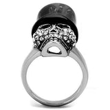 TK1662 - Two-Tone IP Black Stainless Steel Ring with Top Grade Crystal  in Clear - Alamode