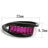 TK1664 - IP Black(Ion Plating) Stainless Steel Ring with Top Grade Crystal  in Fuchsia - Alamode