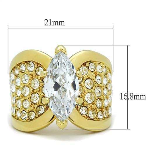 TK1672 - IP Gold(Ion Plating) Stainless Steel Ring with AAA Grade CZ in Clear - Alamode - Flyclothing LLC