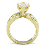 TK1672 - IP Gold(Ion Plating) Stainless Steel Ring with AAA Grade CZ  in Clear - Alamode