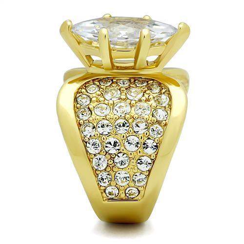 TK1672 - IP Gold(Ion Plating) Stainless Steel Ring with AAA Grade CZ in Clear - Alamode - Flyclothing LLC