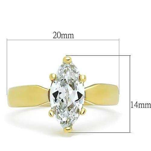 TK1673 - IP Gold(Ion Plating) Stainless Steel Ring with AAA Grade CZ in Clear - Alamode - Flyclothing LLC