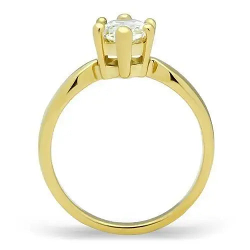 TK1673 - IP Gold(Ion Plating) Stainless Steel Ring with AAA Grade CZ in Clear - Alamode - Flyclothing LLC